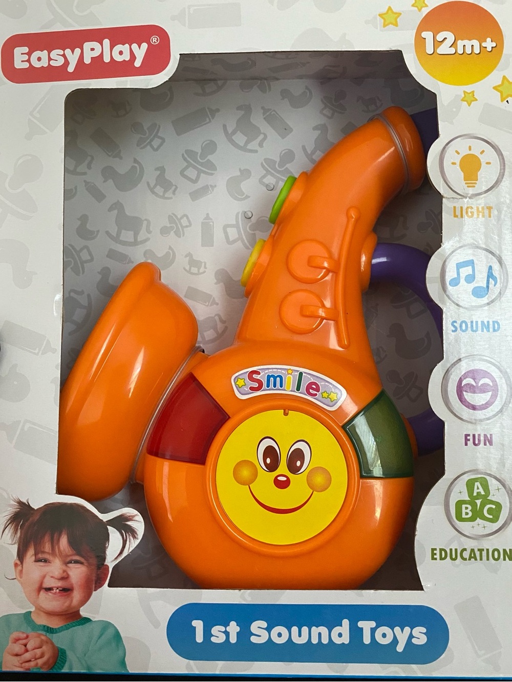 EasyPlay Smile Saxophone Light Sound Toy 12m+ NIB
